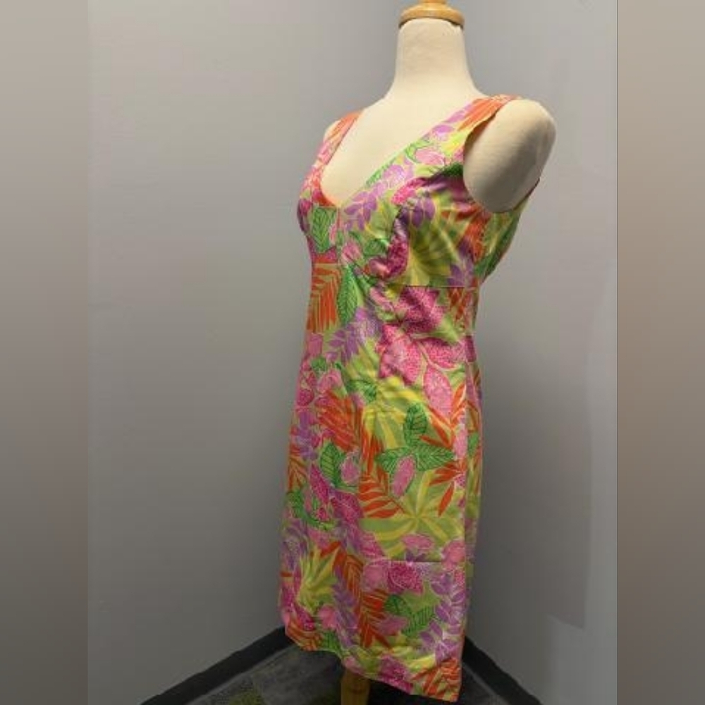 Vintage Lilly Pulitzer Pink and Green Floral Midi Dress